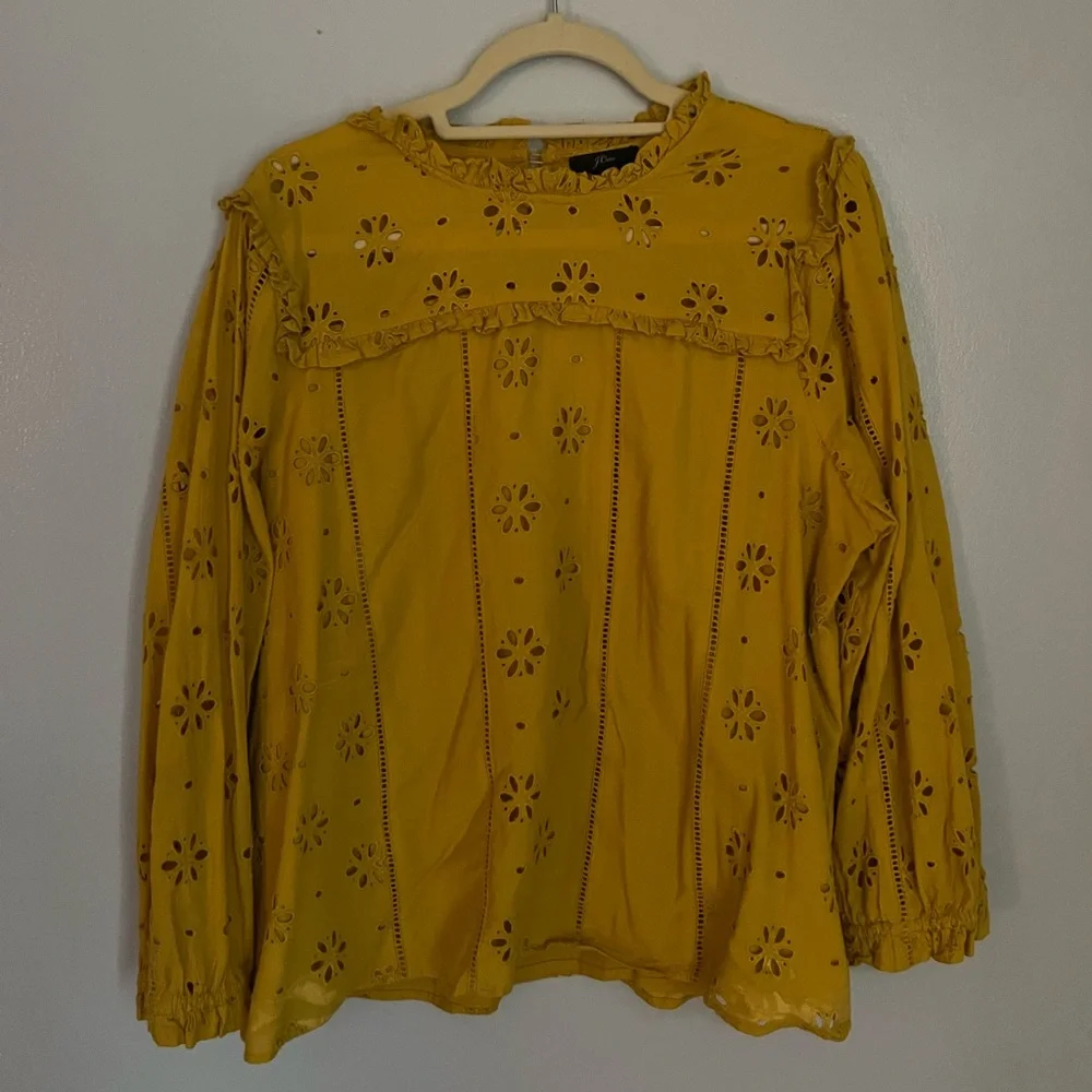 J. Crew Eyelet Ruffle Blouse - Picture 2 of 6